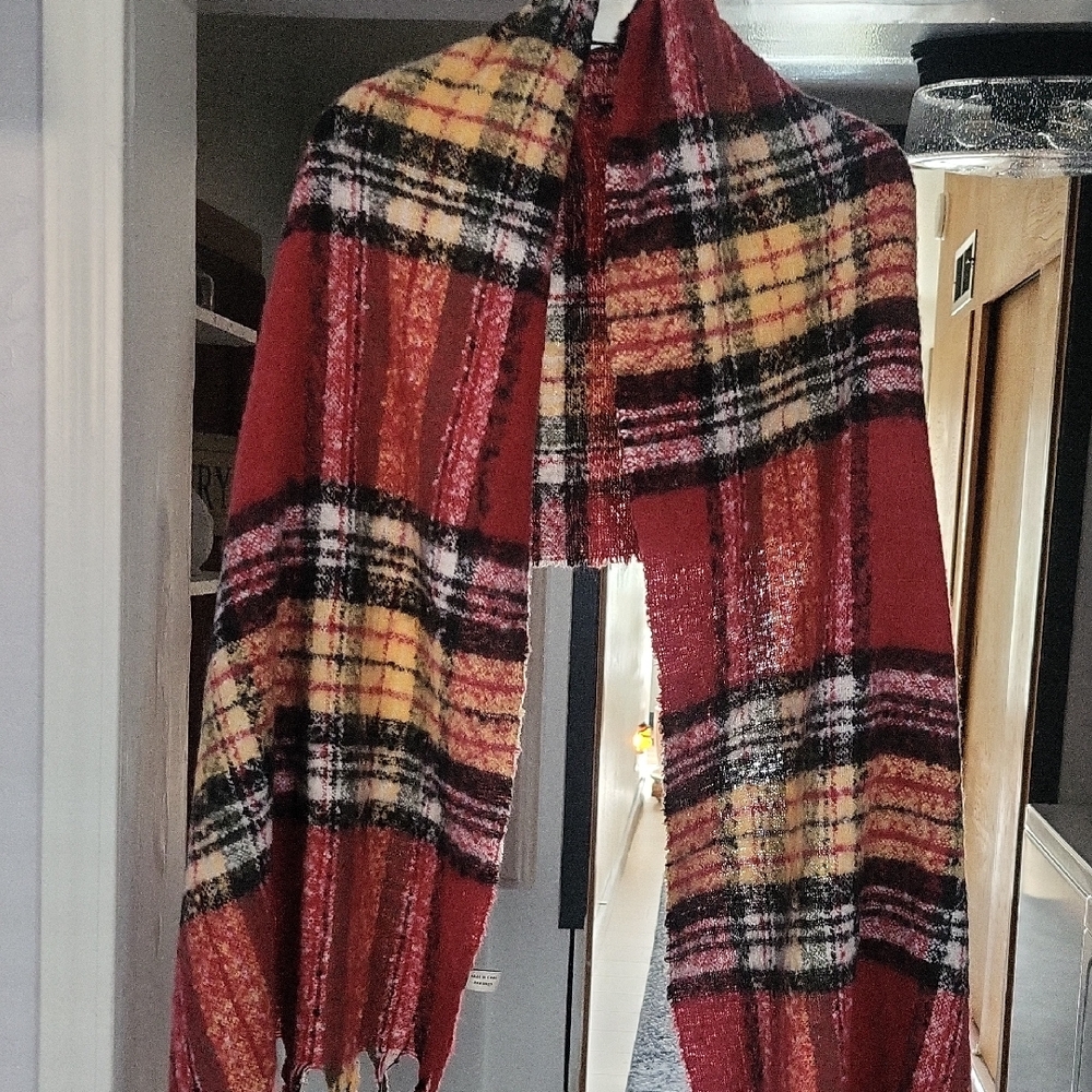 Source Unknown Vibrant Tartan Scarf